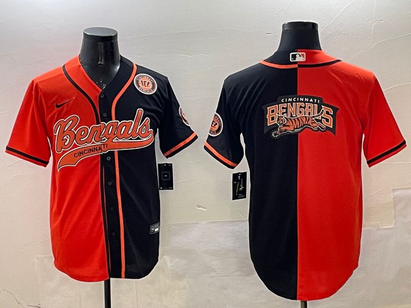 Men Cincinnati Bengals Blank Orange Black Joint Name 2025 Nike Limited NFL Jersey style 2